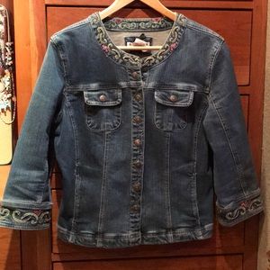Embellished Denim Jacket w 3/4 Sleeves
